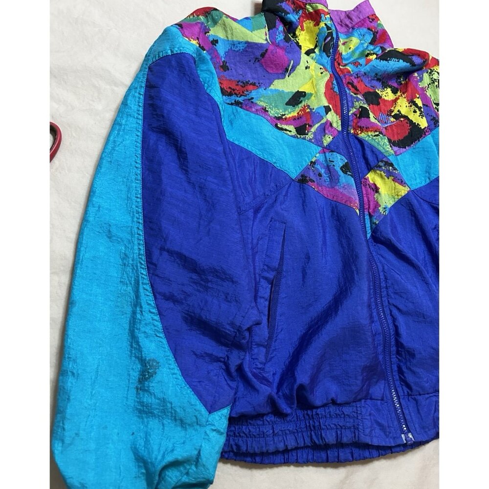Vintage 90s NIKE Swoosh Multicolor Full Zip Track Jacket Size Medium - Picture 3 of 9